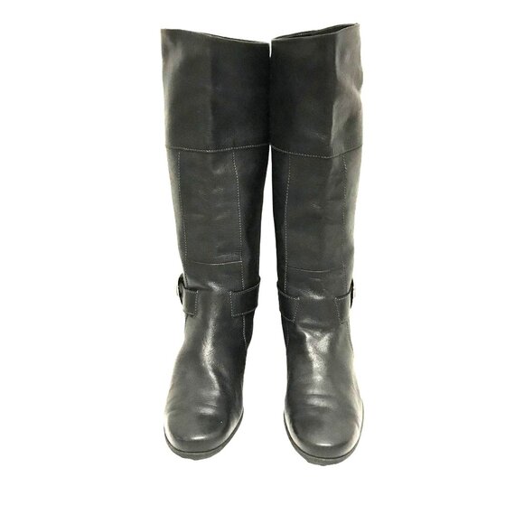 TODS Womens 10.5 Soft Black Leather Knee-High Boots Pull On main image 10